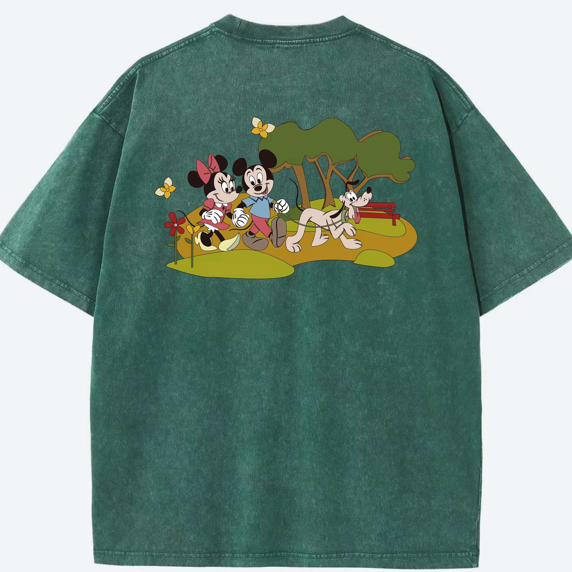 （画像用） ミッキーマウス Mickey Mouse 綿100% ヴィンテージ風 半袖Tシャツ（背面プリント）